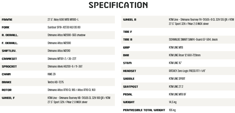 Ktm bikes size online chart